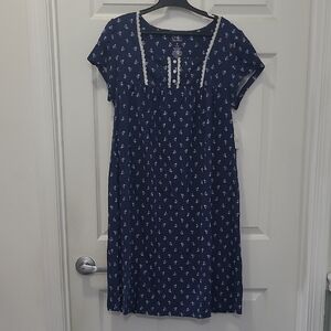 Croft & Borrow Short Sleeves Navy Blue Knit Night Gown